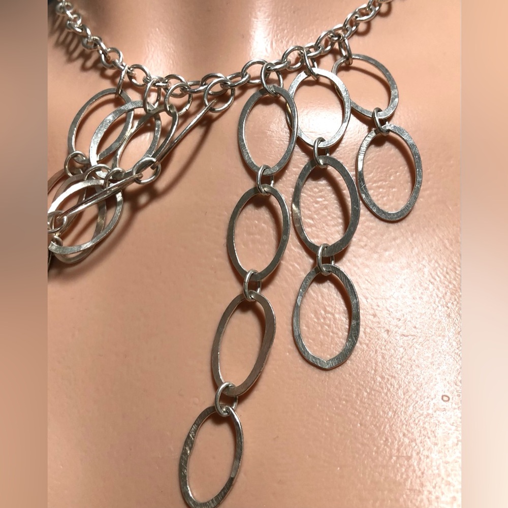 Judith Bright Oval Heavy Link Cascading Necklace Custom Made 925 Sterling Silver - Picture 7 of 11